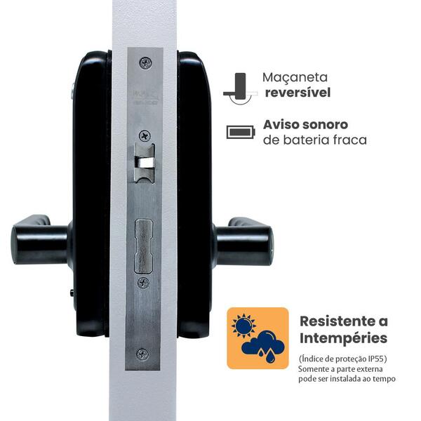 Combo Fechadura Digital Sl205 Com Biometria Senha Cartão Chave E App - Imagem 7