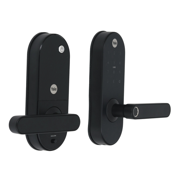 Combo Fechadura Digital Yale Senha Biometria Tag YMC 420W Resistente à Água Preta Fosco de Embutir - Imagem 5