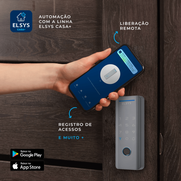 Fechadura Digital Elsys Senha e TAG Tecno Prata Sobrepor - Imagem 8
