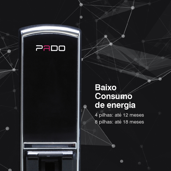 Fechadura Digital Sobrepor Porta Madeira ou Metal Pado FDE-BC200EP Biometria Chave Senha - Imagem 5